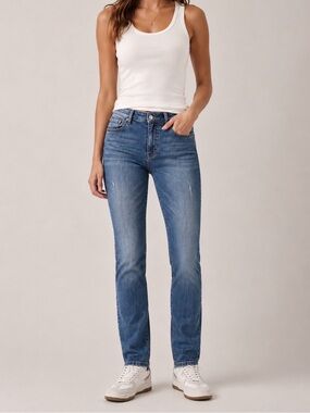 Mavi Slim Straight Jeans Medium Wash Distressed Denim Size 31